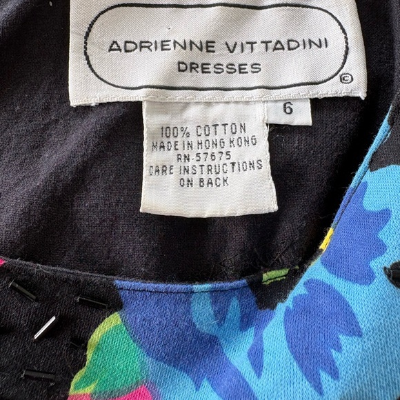 Adrienne Vittadini Black Midi Dress with Vibrant Floral Print - Picture 3 of 8